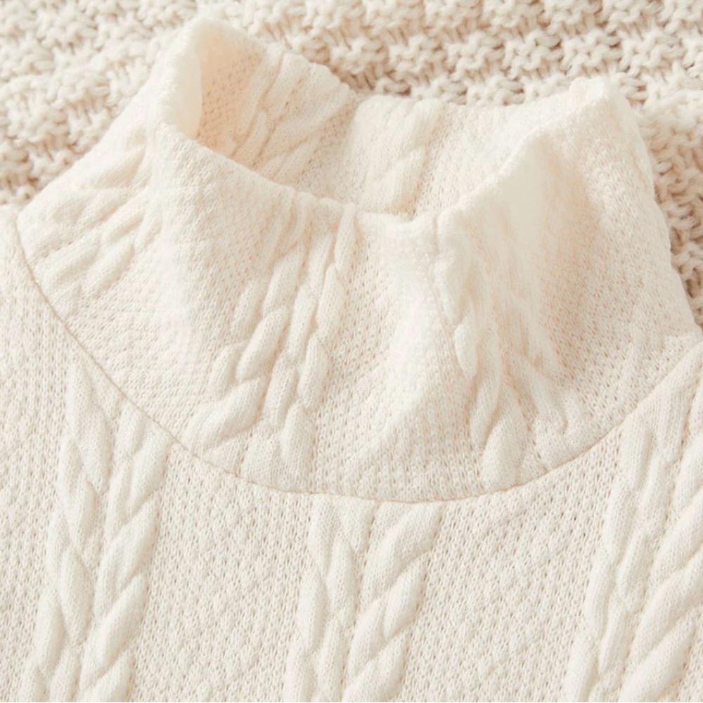 PatPat - NWT - Cream Cable-Knit Turtleneck Sweater Dress for Girls - Picture 3 of 7
